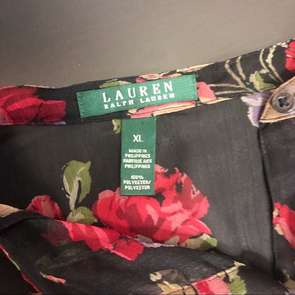 Lauren Ralph Lauren Sheer Black Floral Blouse - Picture 7 of 8